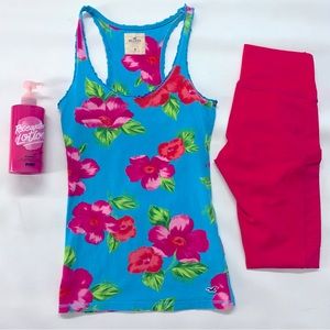 Hollister Racerback Floral Tank Top with Ruffle